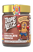 Jar of Dope Nutz Peanut Butter Chocolate Crunch on a white background